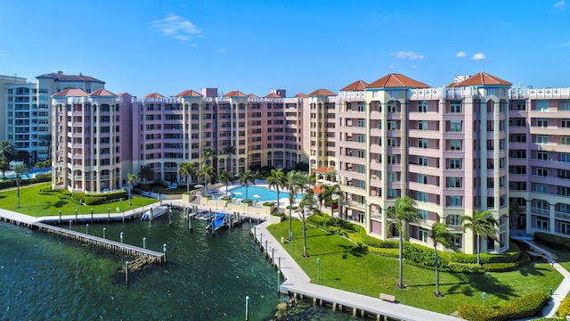 view of property with a water view