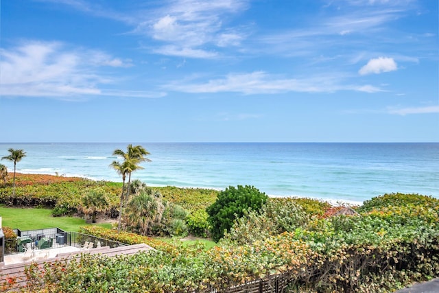 property view of water with a beach view