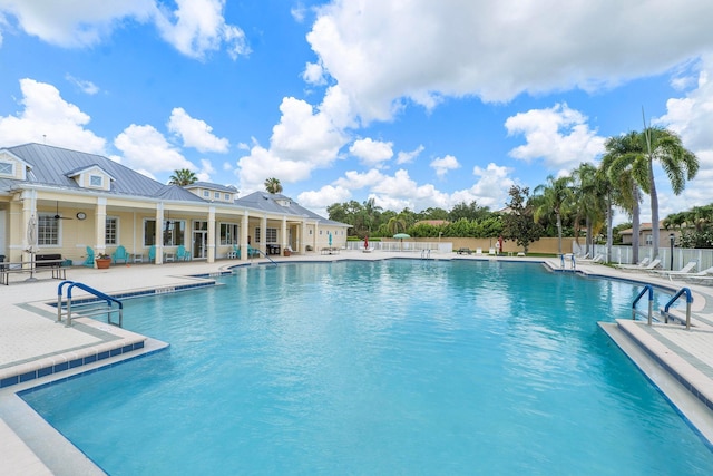 view of pool featuring a patio