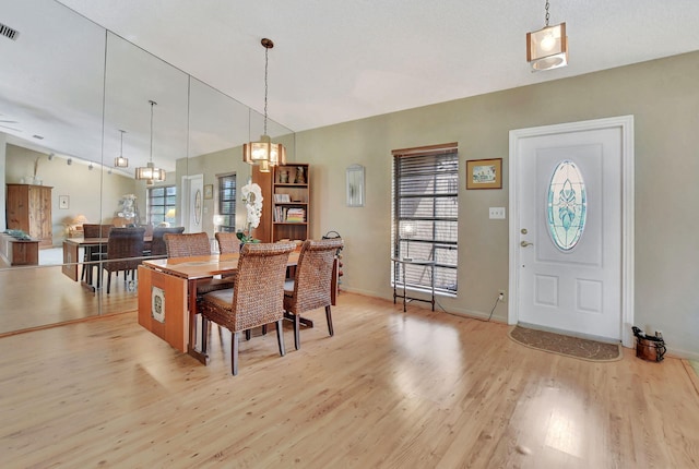 dining area featuring a wealth of natural light and light wood-type flooring