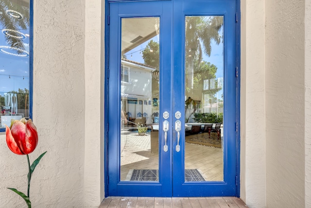 doorway to property with french doors