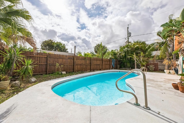 view of swimming pool with a patio