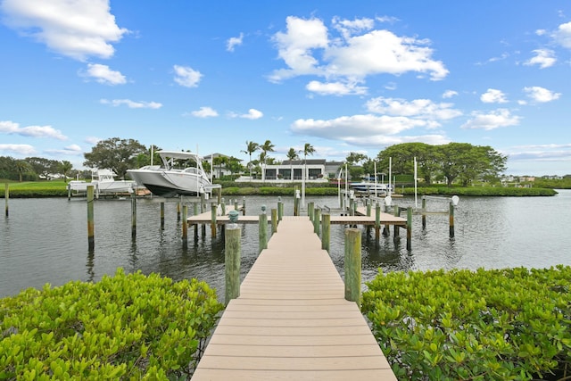 dock area featuring a water view