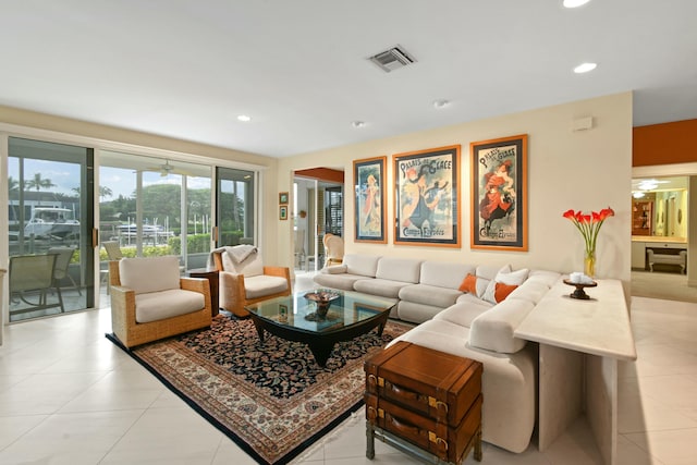 view of tiled living room