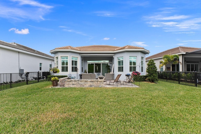 9289 SW Miracoli Way, Port Saint Lucie, FL 34987 - rear view of property with an outdoor living space, stucco siding, a patio, and a tile roof