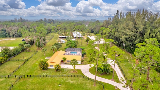 aerial view with a rural view