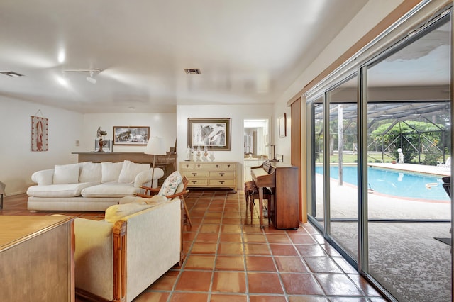 view of tiled living room