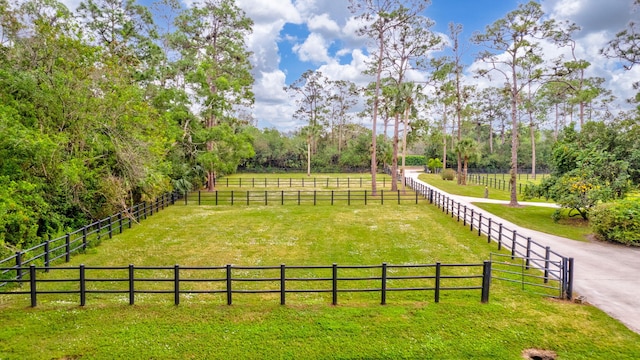 view of yard featuring a rural view