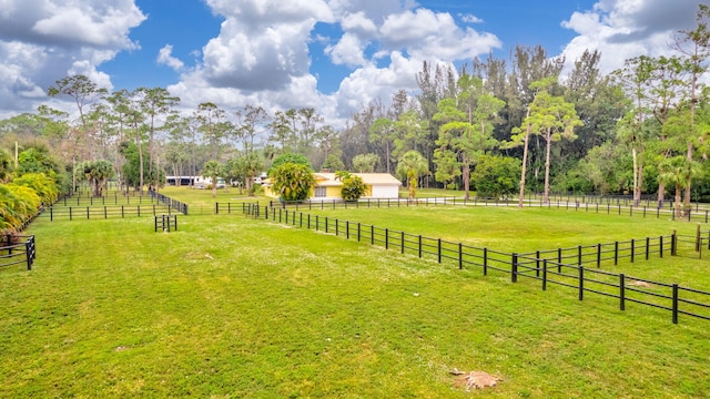 view of yard with a rural view