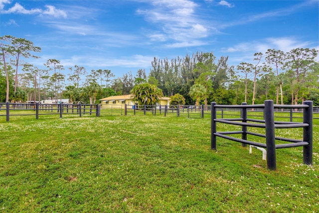 view of yard with a rural view