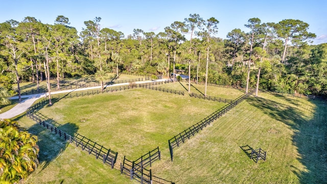 bird's eye view with a rural view