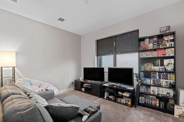 living room with light carpet