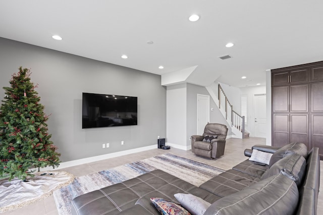 view of tiled living room