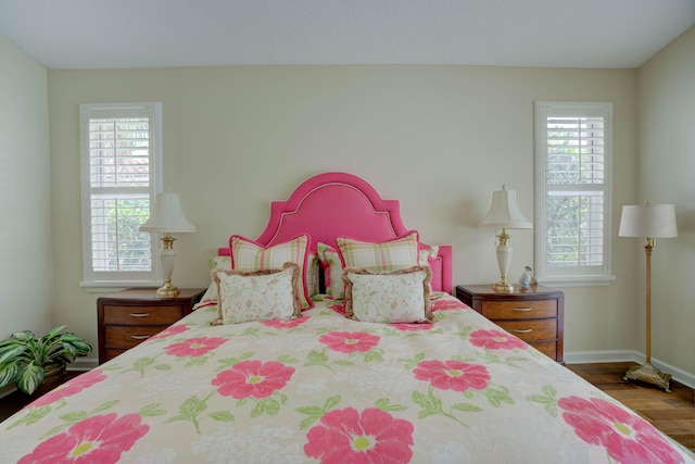 bedroom featuring dark hardwood / wood-style floors