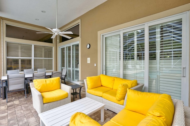 view of patio featuring outdoor lounge area and ceiling fan