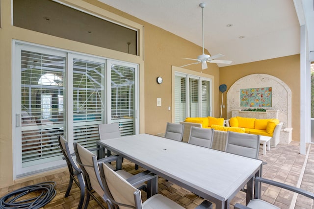 view of patio / terrace featuring outdoor lounge area and ceiling fan