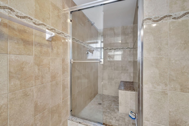 bathroom featuring walk in shower