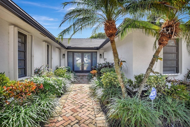 property entrance with french doors