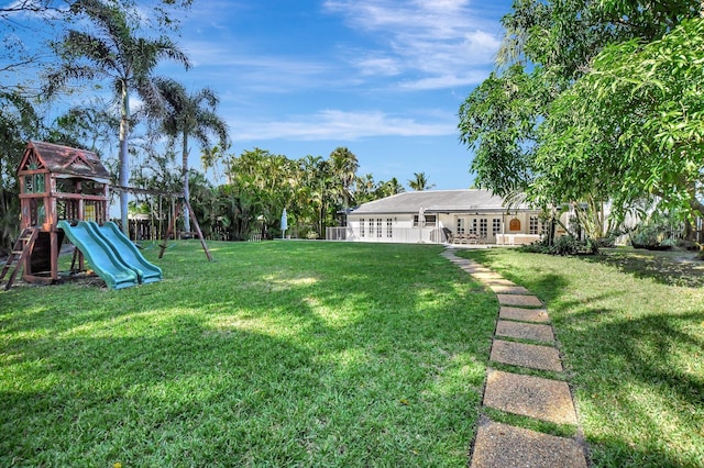 view of yard featuring a playground