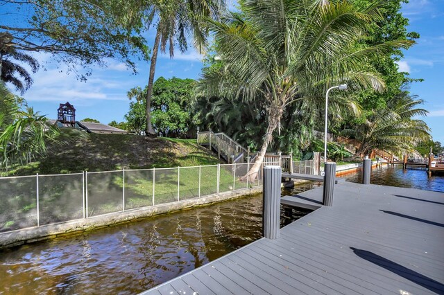 view of dock featuring a water view