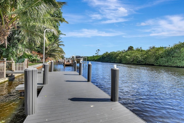 view of dock featuring a water view