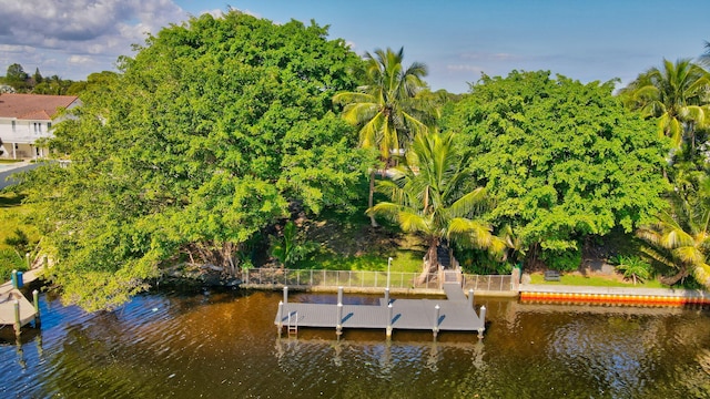 view of dock featuring a water view