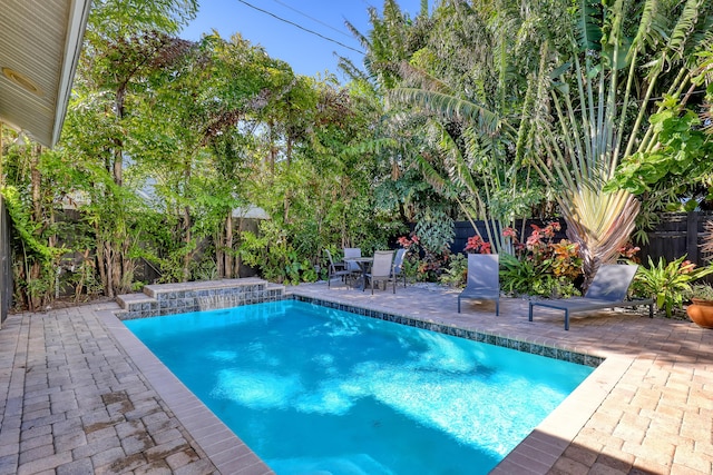 view of swimming pool featuring a patio area