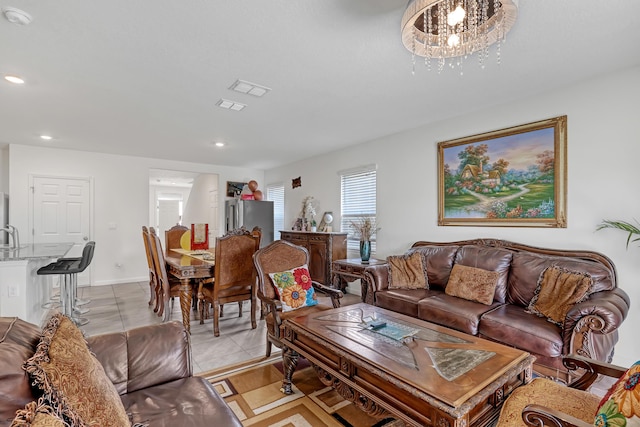 view of tiled living room