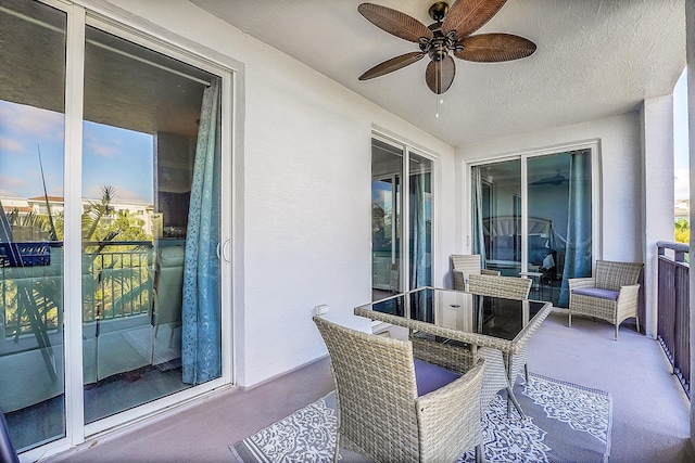 balcony with ceiling fan