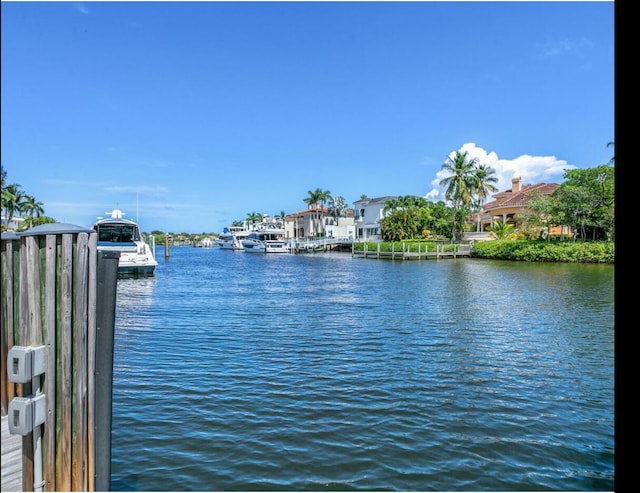 water view with a boat dock