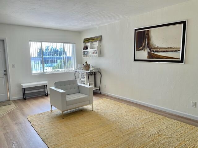 sitting room featuring light hardwood / wood-style flooring