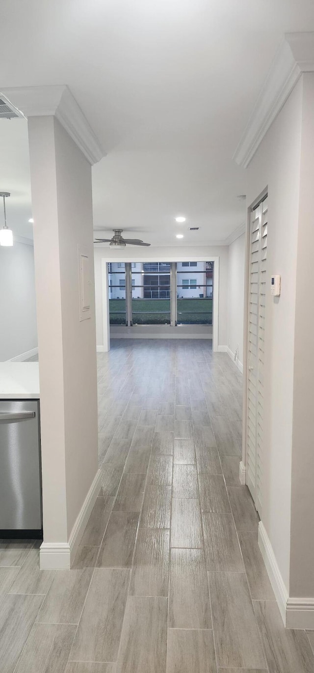 hall featuring light hardwood / wood-style floors