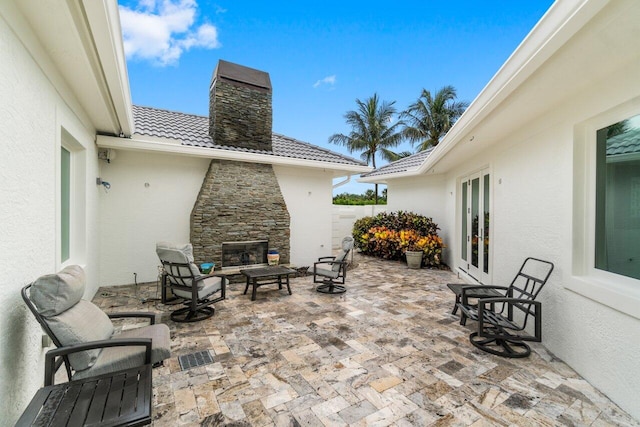 view of patio featuring french doors and an outdoor hangout area