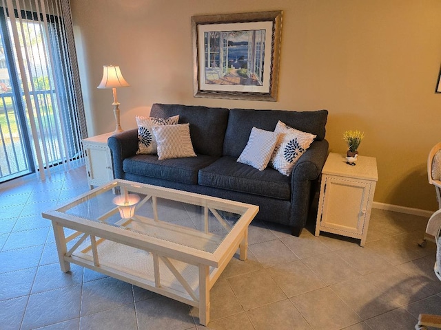 view of tiled living room