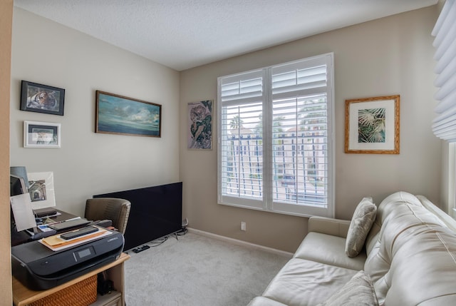 507 Resort Ln, Palm Beach Gardens, FL 33418 - carpeted home office with baseboards and a textured ceiling