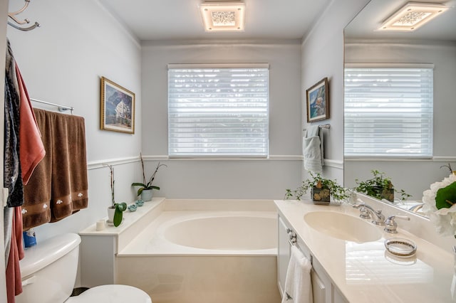 507 Resort Ln, Palm Beach Gardens, FL 33418 - bathroom with a bath, toilet, and vanity