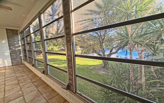 view of unfurnished sunroom