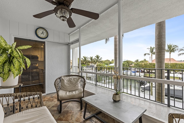 balcony with ceiling fan