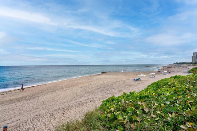 property view of water with a beach view