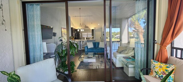 living room with wood-type flooring