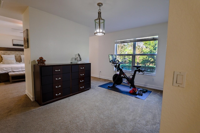 exercise room with carpet floors