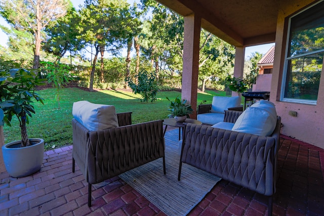 view of patio featuring an outdoor hangout area