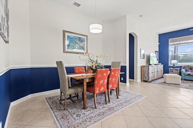 view of tiled dining area