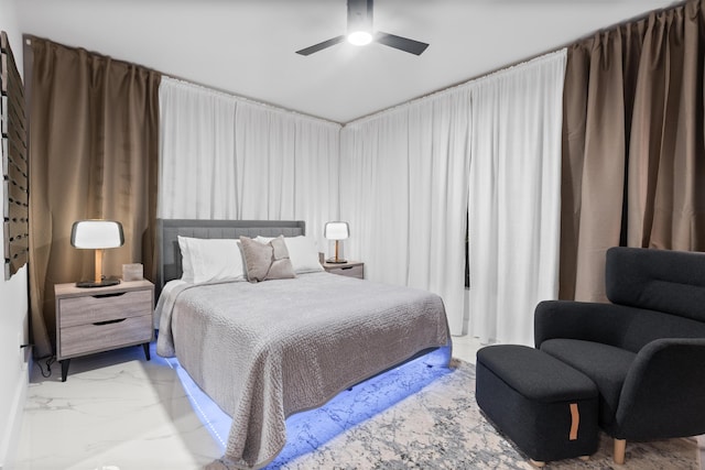 bedroom featuring ceiling fan