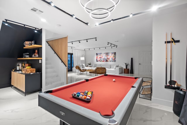 rec room featuring billiards