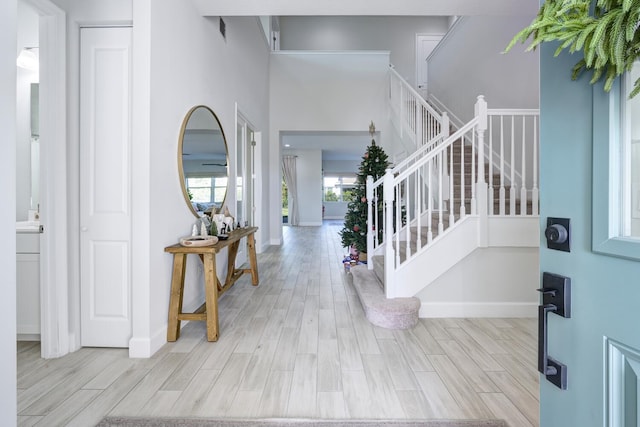 foyer entrance featuring light hardwood / wood-style floors