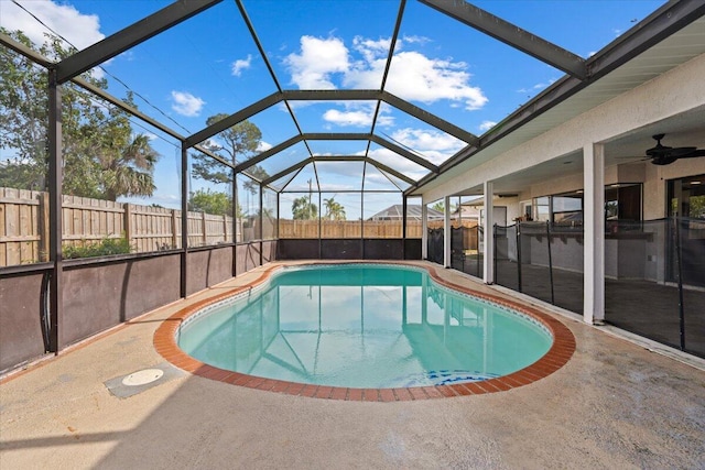 view of swimming pool with a patio area, a fenced backyard, and a fenced in pool