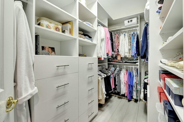 spacious closet featuring light wood-type flooring