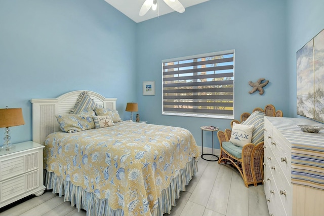 bedroom featuring ceiling fan