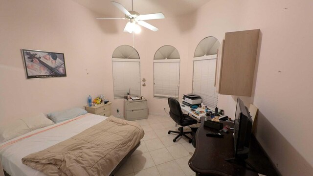 full bathroom with combined bath / shower with glass door, vanity, tile patterned floors, and toilet